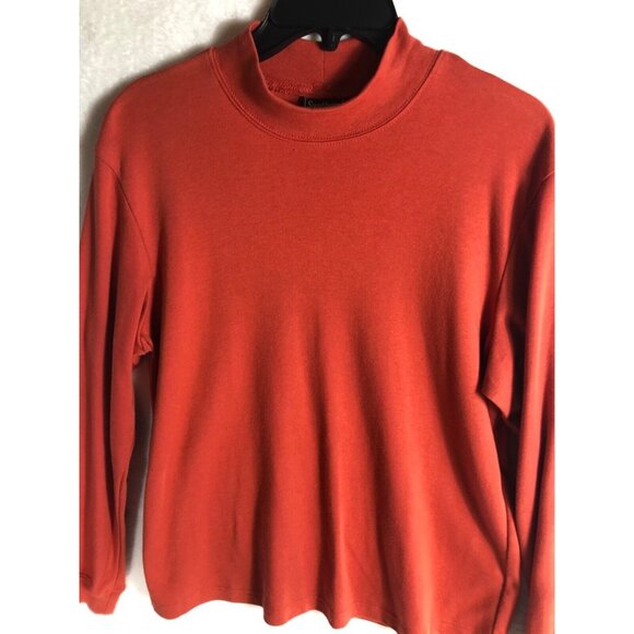 Southern Lady Womens Long Sleeve Mock Neck Top Rust Red L - Picture 4 of 10